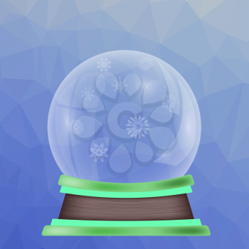 Empty Snow Globe Isolated on Blue Polygonal Background