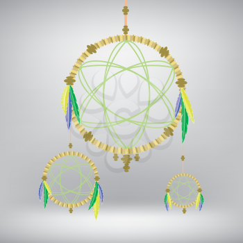 Retro Dream Catcher Isolated on Blurred Gray Background