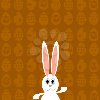 Easter Bunny. Greeting Card with  White Easter Rabbit.