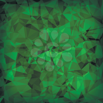 Green Polygonal Background. Green Crystal Triangle Pattern