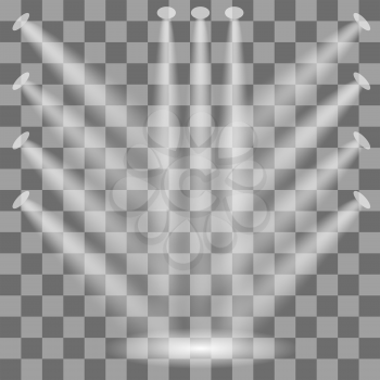 Set of Spotlights Isolated on Checkered Background