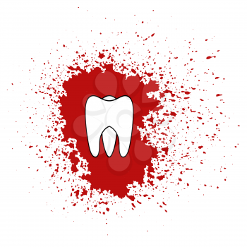 Tooth Icon Isolated on Red Splatter Background