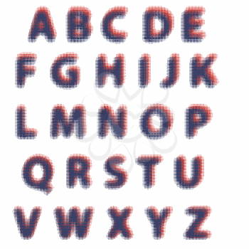 Alphabet Isolated on White Background. Set of  Letters. Halftone Alphabet