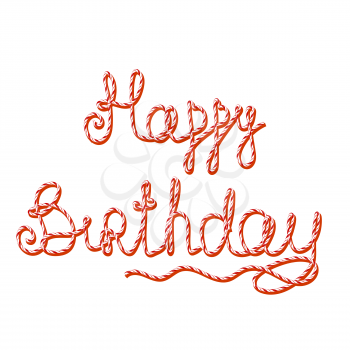 Happy Birthday Isolated on White Background. Sweet Candy Text.