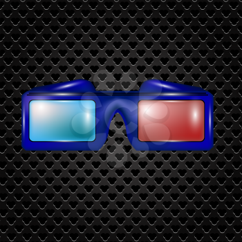 Glasses for Watching Movies Isolated on Dark Perforated Backround