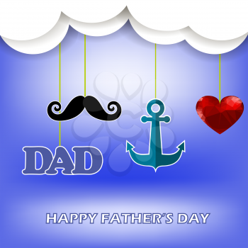 Super Dad Poster on Blue Sky Background. Happy Fathers Day
