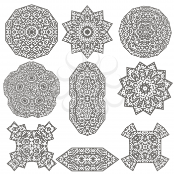 Different Geometric Ornaments Set Isolated on White Background