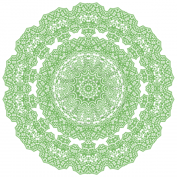 Green Mandala Isolated on White Background. Round Ornament