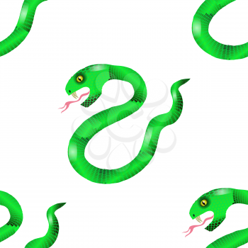 Green Snake Seamless Background. Animal Pattern. Attack Crawling  Danger Predator