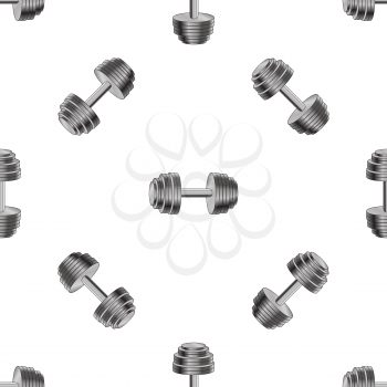 Metallic Dumbell Seamless Background. Sport Fitness Pattern