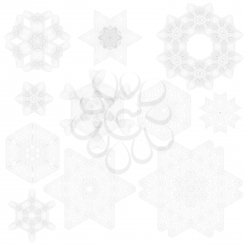 Set of Rosettes Isolated on White Background