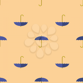 Blue Umbrella Seamless Pattern. Autumn Umbrellas Background