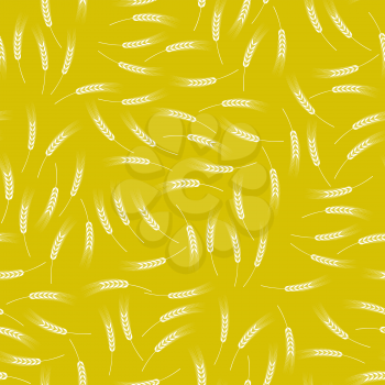 Yellow Wheat Seamless Pattern. Organic Natural Cereal Spikes