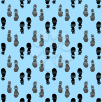 Clean Shoe Imprints Seamless Pattern Isolated on Blue Background