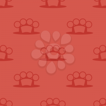 Metal Knuckles Silhouette Seamless Pattern on Red.