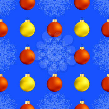 Christmas Decoration Seamless Snowflake Pattern on Blue Background