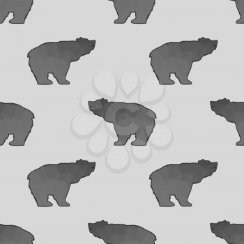 Bear Polygonal Seamless Pattern. Animal Silhouette Background