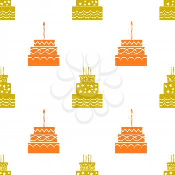 Sweet Cakes Silhouettes Isolated on White Background. Seamless Pattern.