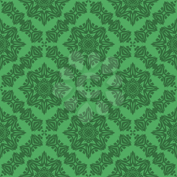 Green Ornamental Seamless Line Pattern. Endless Texture. Oriental Geometric Ornament