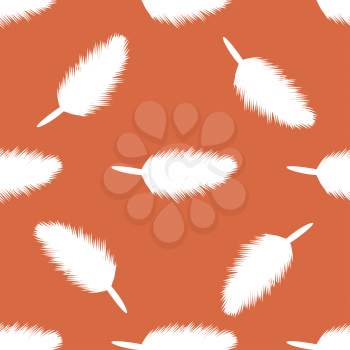 Feather Pen Seamless Pattern on Orange Background