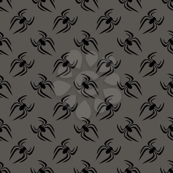 Poisonous Spider Seamless Pattern on Grey Background