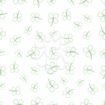 Natural Chamrock Texture. Cartoon Clover Leaves Isolated on White Background. Patricks Day Banner