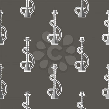 Hookah Silhouette Isolated on Grey Background. Seamless Pattern
