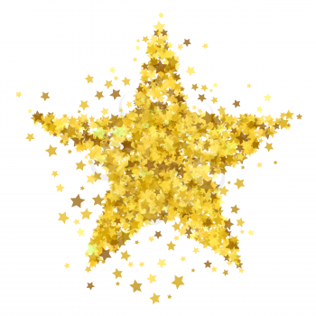 Gold Star Burst Isolated on White Background. Starry Pattern