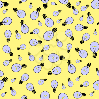 Electric Lamp Seamless Pattern on Yellow Background