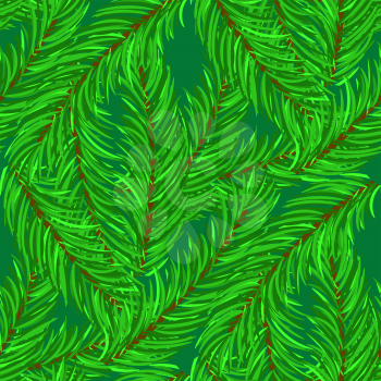 Winter Fir Green Branches Seamless Pattern. Christmas Background