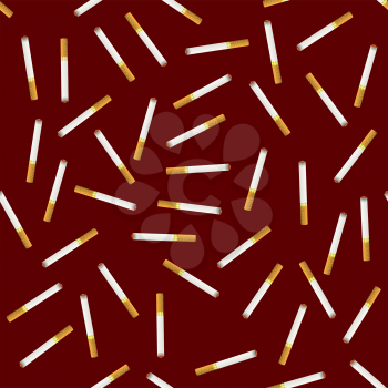 Burning Cigarette Seamless Pattern on Red Background