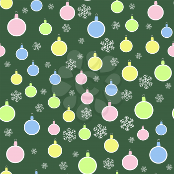 Christmas Decoration Seamless Snowflake Pattern on Green Background