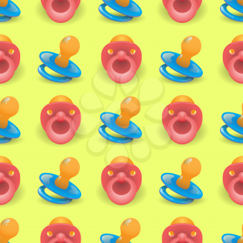 Blue Red Nipple Seamless Pattern Isolated on Yellow Background
