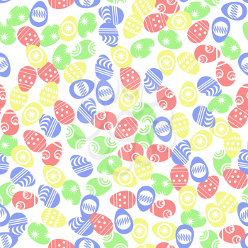 Easter Eggs Seamless Pattern on White Background