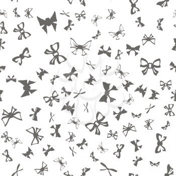 Silhouettes of Bows Seamless Pattern Isolated on White Background