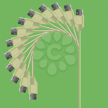 Set of Cables Isolated on Green Background