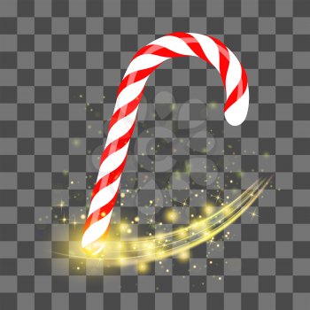Sweet Striped Candy Cane  on Grey Checkered Background