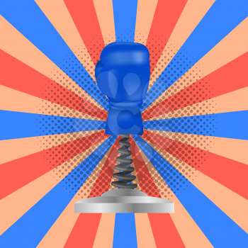Boxing Day Sale Icon with Sport Blue Glove on Colorful Background