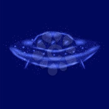 Polygonal Space Ship Isolated on Blue Background