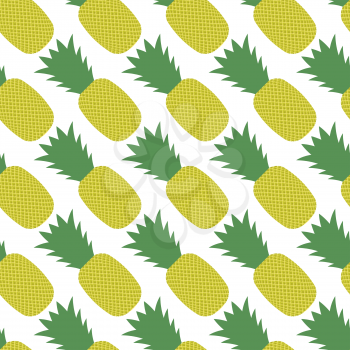 Pineapple Pattern Isolated on White Background. Tropical Fruit Texture