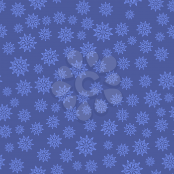 Snowflakes Seamless Pattern on Blue Background. Winter Christmas Decorative Texture