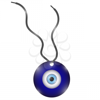 Glass Evil Eye Symbol Isolated on White Background. Turkish Traditional Amulet. Nazar Protection Talisman. Blue Magic Souvenir