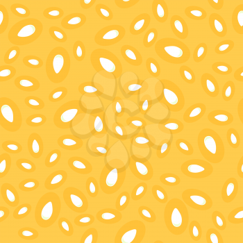 Pumpkin Seed Seamless Pattern Isolated on Orange Background
