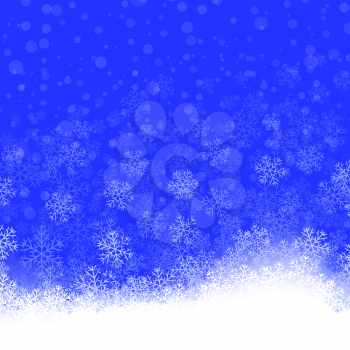 Snowflakes Pattern on Blue Background. Winter Christmas Decorative Texture