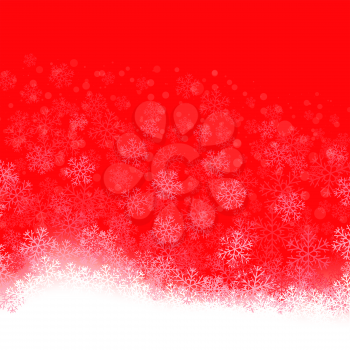 Snowflakes Pattern on Red Background. Winter Christmas Decorative Texture