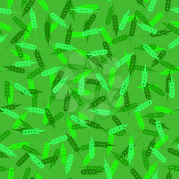 Green Wheat Seamless Pattern. Organic Natural Cereal Spikes