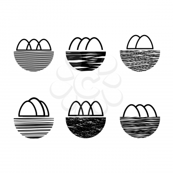 Nest and Eggs Icon Isolated on White Background