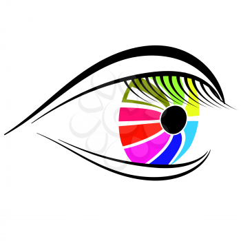 Colorful Eye Icon Isolated on White Background.