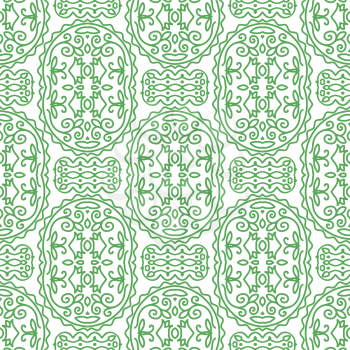 Green Floral Pattern Isolated on White Background.