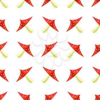 Red Mushroom Seamless Pattern on White Background. Fly Agaric Set. Amanita Poisonous Amanita Texture.